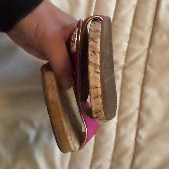 Michael Kors Pink Cork Sandals with Gold Accents - Picture 7 of 9